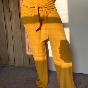 Mustard yellow dress flare pants